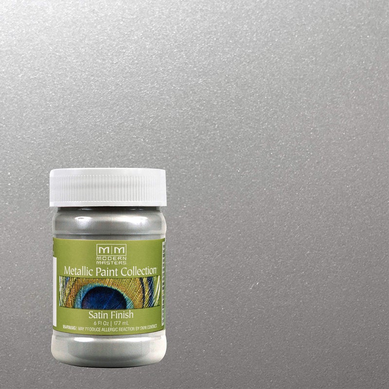 Modern Masters 6 oz Modern Masters ME150 Silver Metallic Paint Collection, Satin Water-Based Decorative Metallic Paint - Image 2